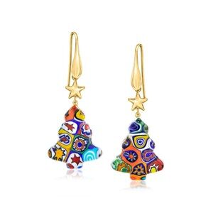 Ross-Simons Mirano Glass Christmas Tree Star earrings